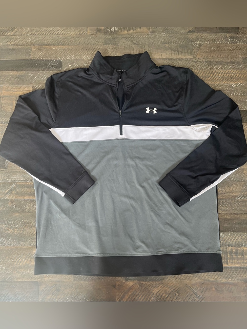 Under Armour Golf Men's XL 1/4 Zip Pullover Colorblock Black White Gray